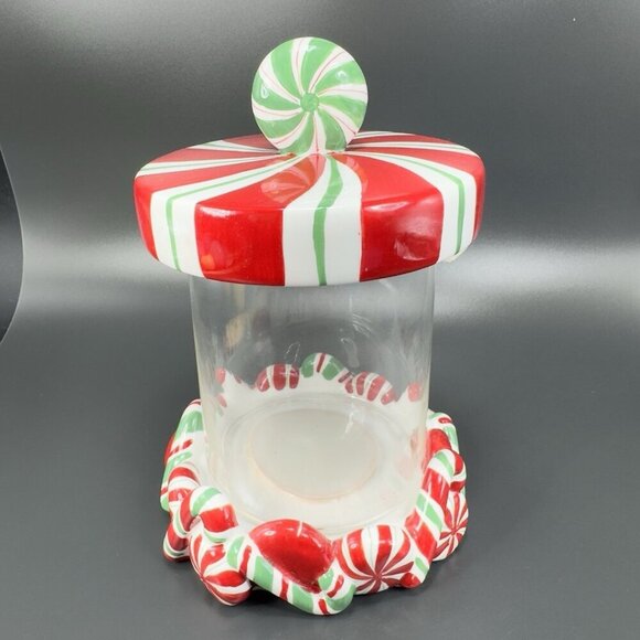 ST NICHOLAS SQUARE Candy Greetings Ceramic Candy Dish Canister Jar Container VTG - Picture 14 of 14